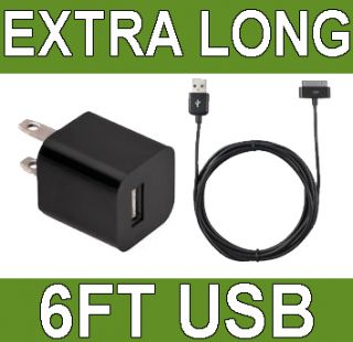 Black Wall Charger 6 ft Long USB for Apple iPod Classic