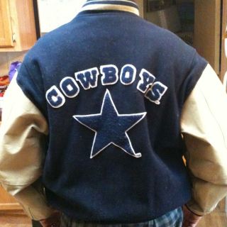 Vintage Dallas Cowboys Wool Leather Varsity Jacket 90s Era XL