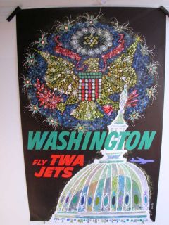TWA Washington D C David Klein 60s Vintage Poster