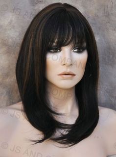 Heat Resistant Human Hair Blend Long Straight Off Black Mix Wig Iron 