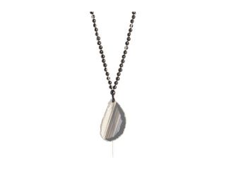 Chan Luu Black Agate Long Necklace Mix With Silver Chain    