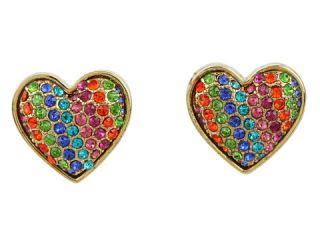 Betsey Johnson 60s Mod Rainbow Heart Stud Earrings    