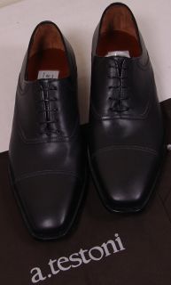 Testoni Shoes $690 Black Cap Toe Handmade Oxford Dress Shoes 10 5 43 