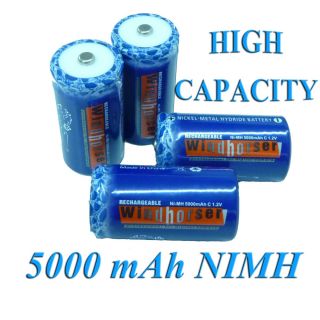 Lot of 4 x C 5000mAh High Capacity Rechargable NiMH Batteries **FREE 