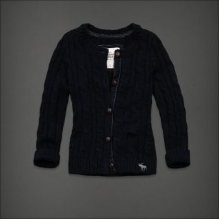 Abercrombie & Fitch Women Navy Blue Cable Knit Cardigan Sweater Top XS 