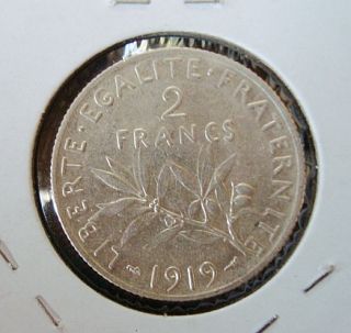 france 1919 2 francs silver coin o roly unc shipping us $ 4 99 