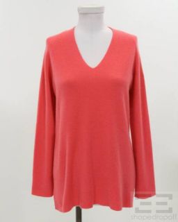  Coral Cashmere V Neck Sweater Size Large