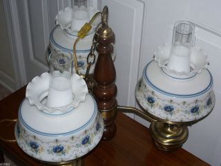 Vintage Abigail Adams Quoizel 3 Tier Milk White Glass Ceiling Lamp 