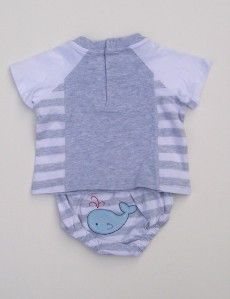new NWT ABSORBA boys Grey 2 pc Diaper Set w/ Tee and Diaper Cover sz 3 