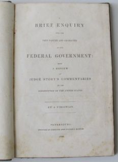 1840 Edmund Ruffin Published Law Book on U s Government and The U s 