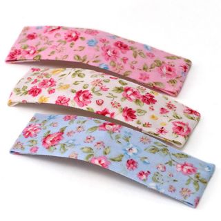   Floral Print Fabric Hair Accessories Snap Clip Pin barette Handmade