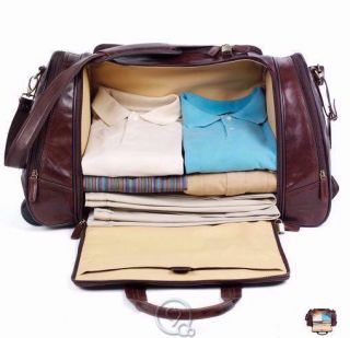   Opening Bison Leather Weekender Bag Travel Bag Suitcase Luggage