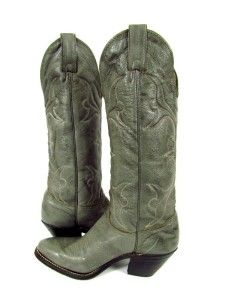 Vintage Womens Grey Abilene Cowboy Boots 16 Tall Western Leather 