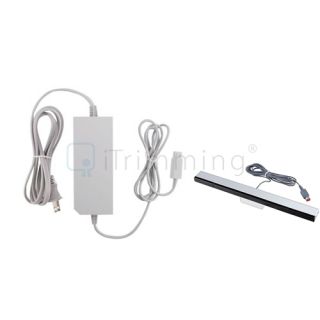 US AC Power Charge Adapter Black Wired Sensor Bar for Nintendo Wii 