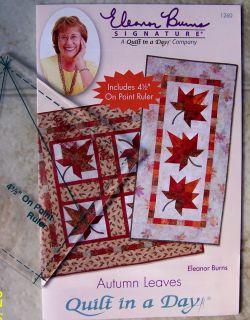    Leaves Pattern QUILT IN A DAY Acrylic Ruler Included Wall Tblruner