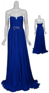 Reem Acra Cobalt Blue Silk Chiffon Eve Gown Dress 4 New