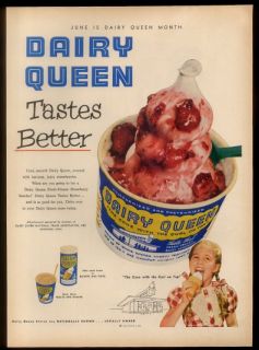   Dairy Queen Ice Cream Strawberry Sundae Photo Vintage Print Ad