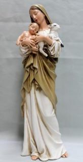 Blessed Virgin Madonna w Child Lamb Catholic Figurine