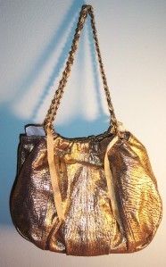 Adrienne Vittadini Gold Leather Chain Handle Handbag