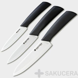 Sakucera Advanced Ceramic Knife 4 5 6 Set White Blade Chefs Santoku 