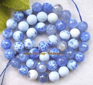 round faceted 8mm blue crab agate loose beads 16