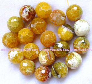 Yellow Crab Agate 20mm Round Faceted Gemstone Beads 15