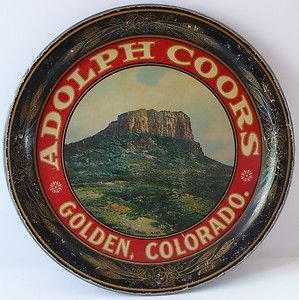   Beer Tray   Lithograph Tin   ADOLPH COORS   Scenic Artwork   Meek Co