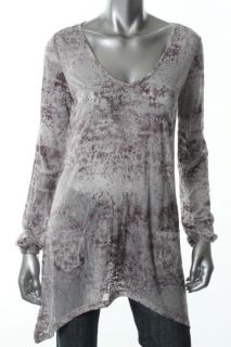 Adrienne Vittadini New Purple Printed V Neck Long Sleeve T Shirt Top s 