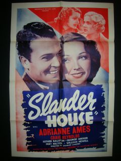 1938 Slander House One Sheet Movie Poster Adrienne Ames