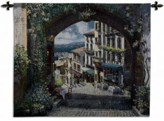 Arch de Cagnes European City Landscape Wall Tapestry