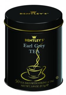 Bentleys Earl Grey Tea Chinese Indian Black Tea 50 Tea Bags in A Tin 
