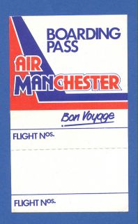 Air Manchester UK Defunct Airlines Boarding Pass 1980s