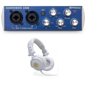 PreSonus AudioBox USB Aerial7 Tank Blizzard DJ Headphones Package 