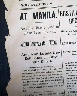 1899 Wellsville Newspaper Battle of Manila 1st Report Philippines 