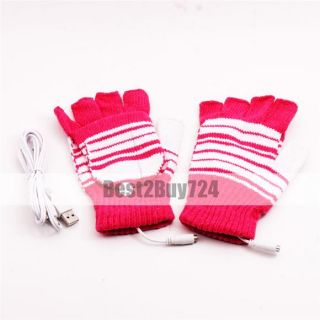 Pair of Red USB Powered Heating Warmer Washable Gloves