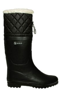Aigle Womens Rain Boots Polka Giboulee Black Feutre Sz 10 10.5 M