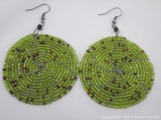 african jewelry maasai masai bead lime green earrings