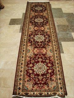 Red Flowral Love Rug Mahal Runner HANDKNOTTED 10 1x2 6