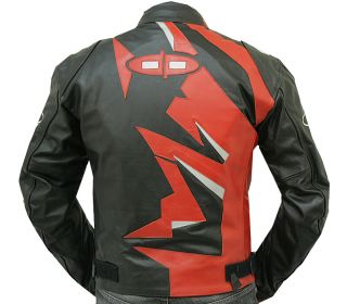 Black Perrini Diablo Motorcycle Leather Racing Riding Jacket with 
