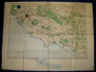   MAP ROME & SOUTH APPROACHES ITALY MKD DOWNED AIRCRAFT FOR RESCUE D1942