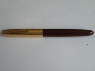 Vintage Parker Fountain Pen, Maroon with Rolled Gold Cap & Band, A/F 
