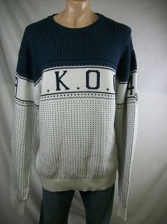 New Mens AKOO Whisper White/ Navy Northfield Novelty Sweater 3X Large 