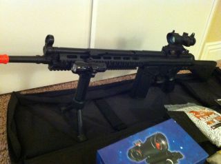 Black JG G3 Airsoft Rifle Complete Set Up