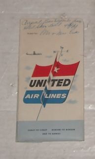ANTIQUE 1955 UNITED AIRLINES FLIGHT BOARDING PASS TICKET BROCHURE