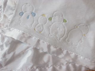 CARTERS White Minky Silky BABY BLANKET Animals Dog Duck Bear Lamb Just 