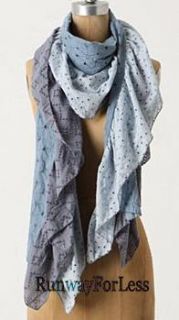 Anthropologie Miss Albright Embrace Eyelet Tri Color Blue Cute Scarf 