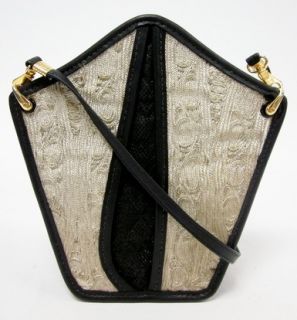 VINTAGE ALBANO Black Beige Knit Crossbody Handbag