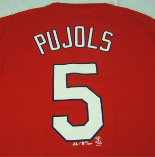 Mens Majestic MLB Albert Pujols St Louis Cardinals T Shirt Red Any Sz 
