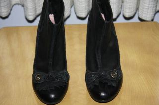 Miss Albright Anthropologie Black Leather Narration Booties 7 B Cute 