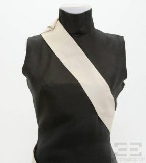 Alexander McQueen Black & Tan Silk Sash Sheath Dress Size 40